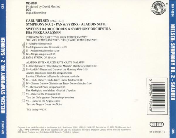 Swedish Radio Symphony Orchestra, Esa-Pekka Salonen - Carl Nielsen - Symphony No. 2 "Four Temperaments" / Pan & Syrinx, Op. 49 / Aladdin Suite - Cd
