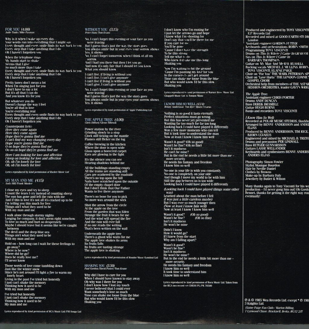 Elaine Paige - Love Hurts - Lp