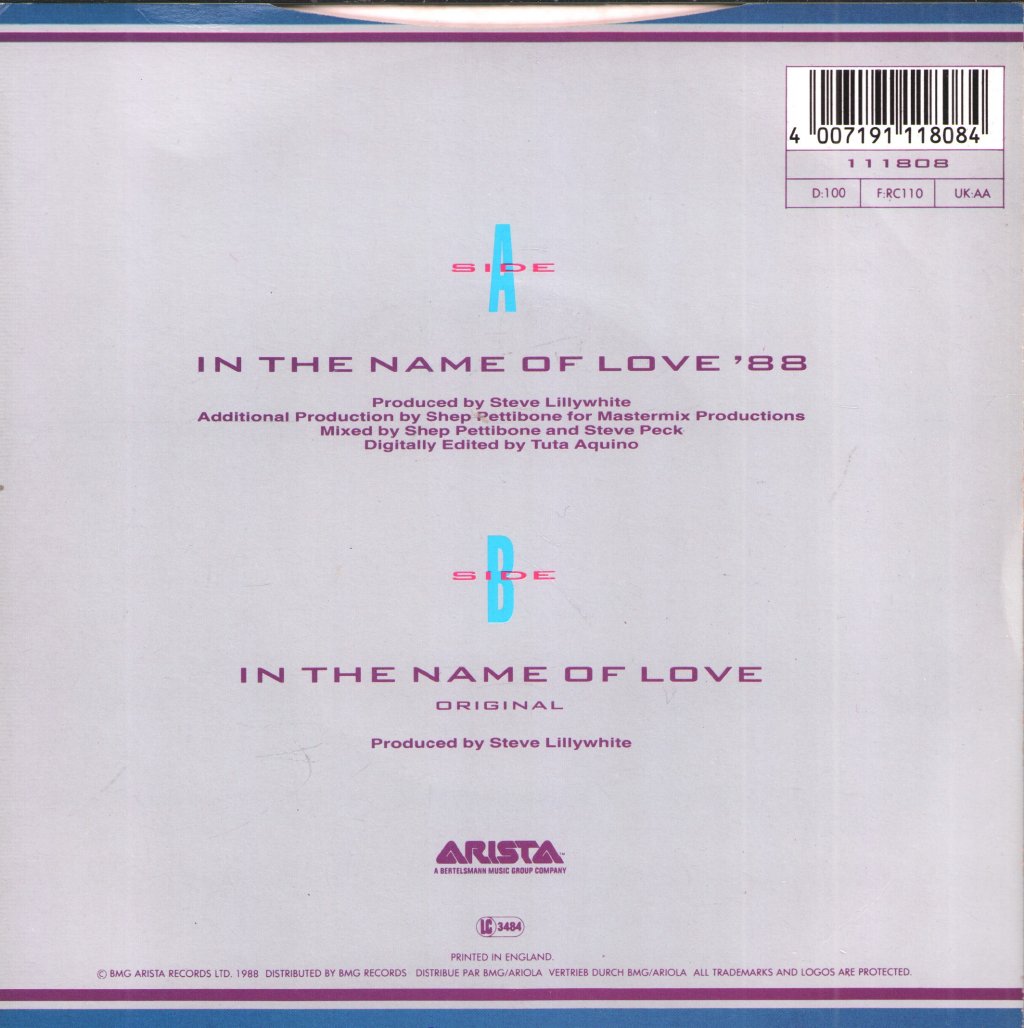 Thompson Twins - In The Name Of Love 88 - 7 Inch