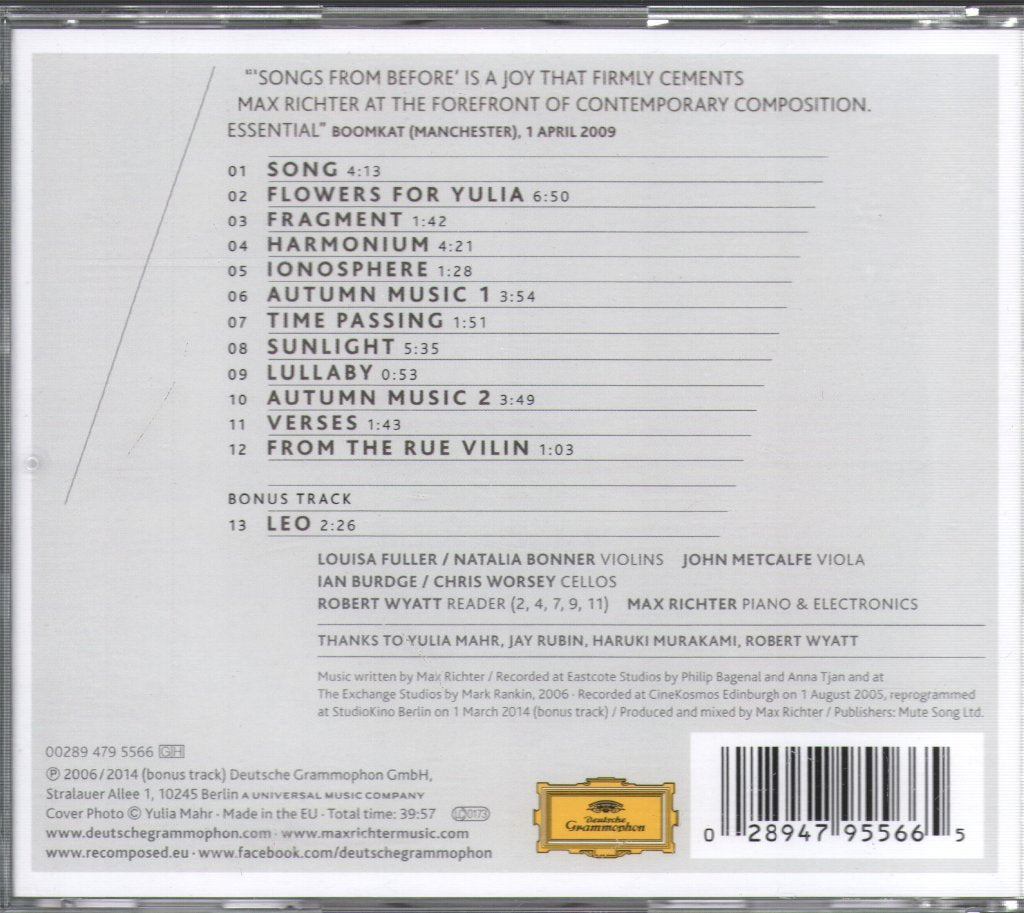 Max Richter - Songs From Before - Cd