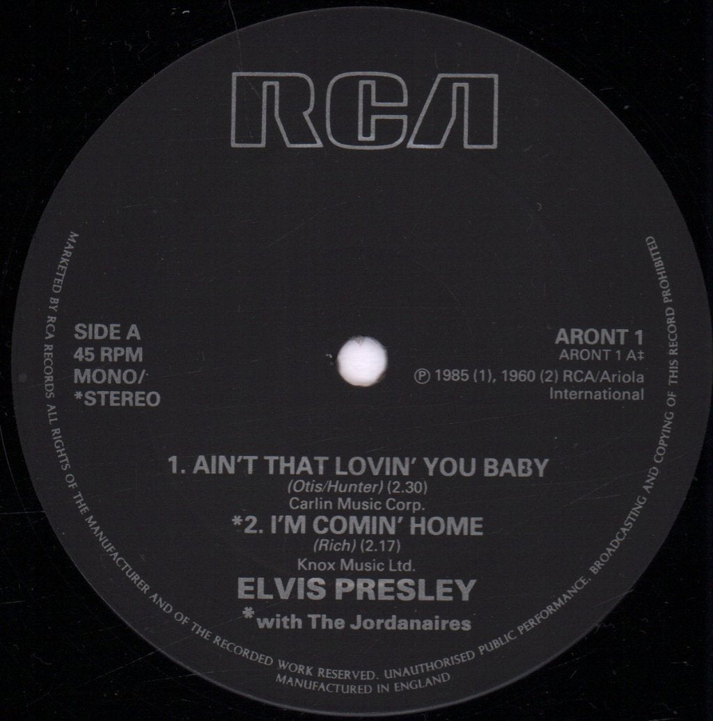 Elvis Presley - Ain't That Lovin' You Baby - 12 Inch