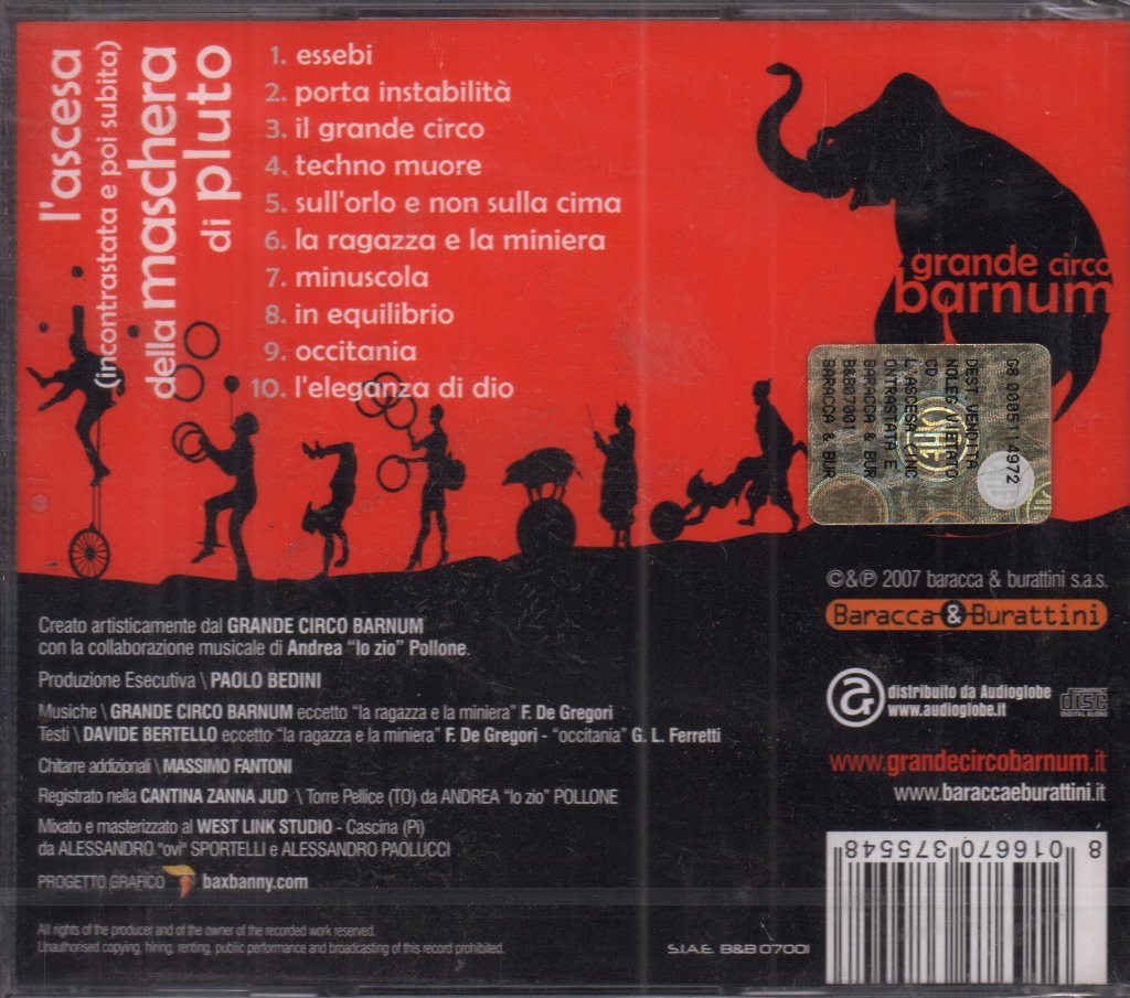 Grande Circo Barnum - L'Ascesa Incontrastata E Poi Subita Della Maschera Di Pluto - Cd