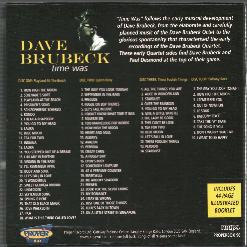 Dave Brubeck - Time Was - Cd Set