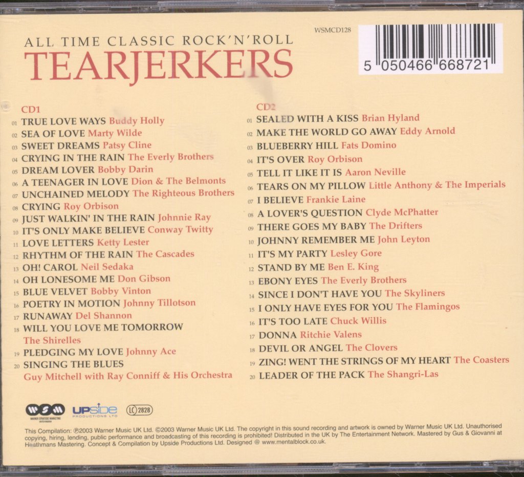 Various Artists - All Time Classic Rock 'N' Roll Tearjerkers - Double Cd