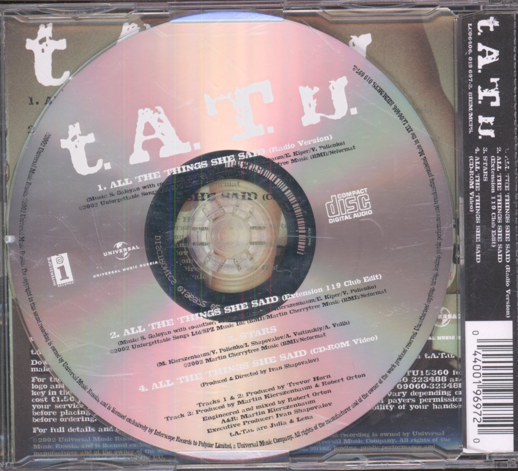 T.a.t.u. - All The Things She Said - Cd