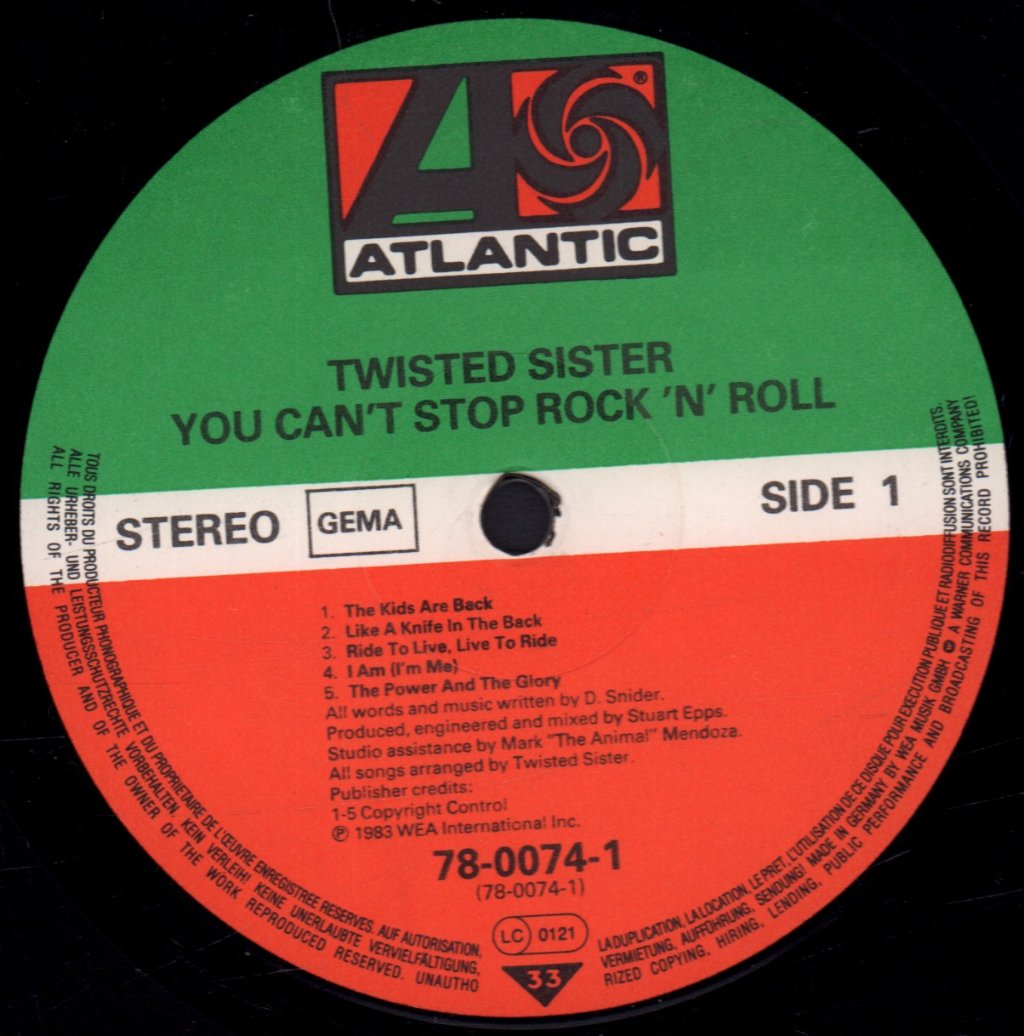 Twisted Sister - You Can't Stop Rock N Roll - Lp