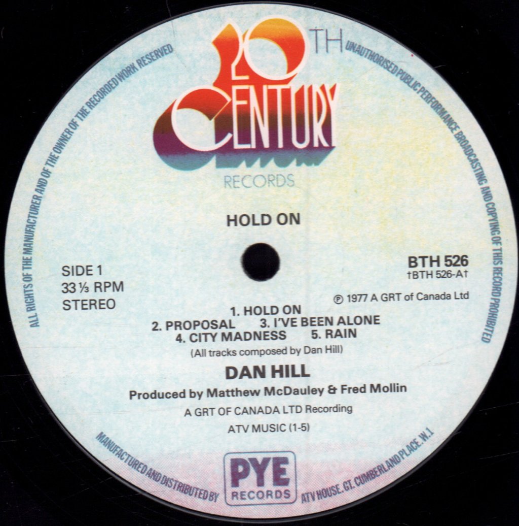 Dan Hill - Hold On - Lp