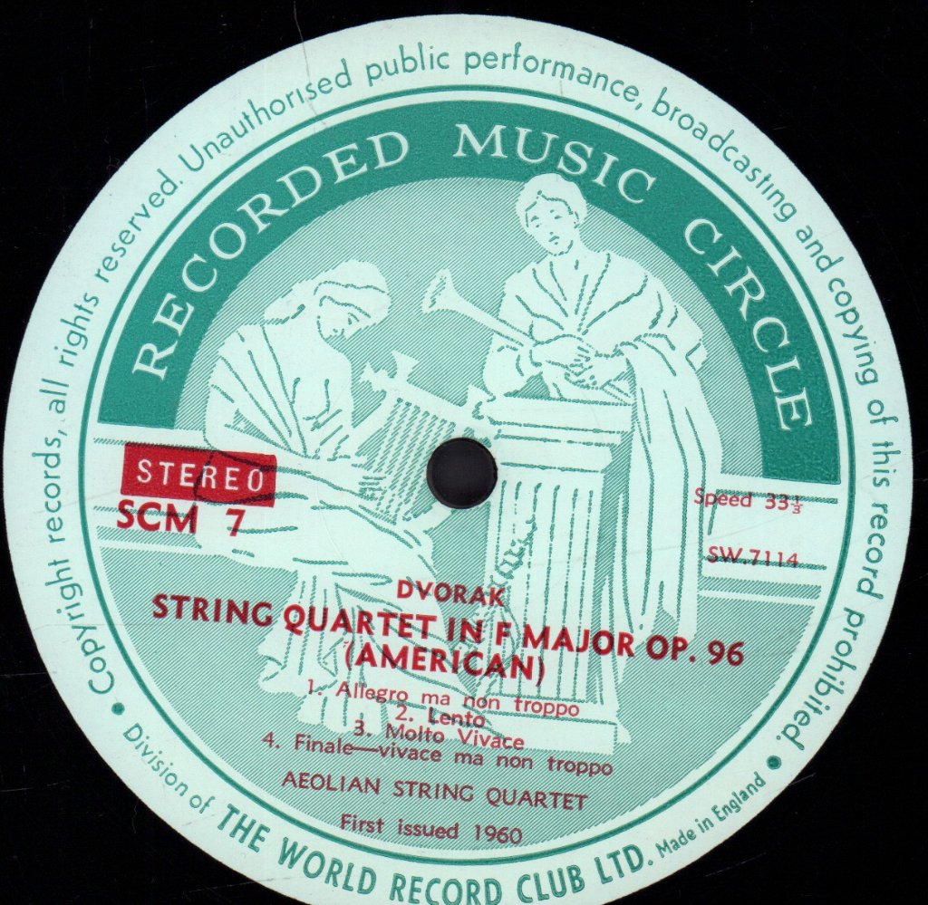 Aeolian String Quartet - Dvorak String Quartet No. 6 Smetana String Quartet No. 1 - Lp