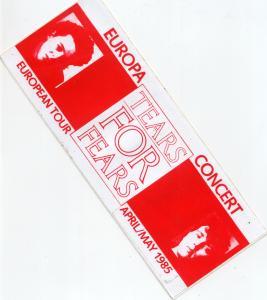 Tears For Fears - European Tour April/May 1985 - Sticker