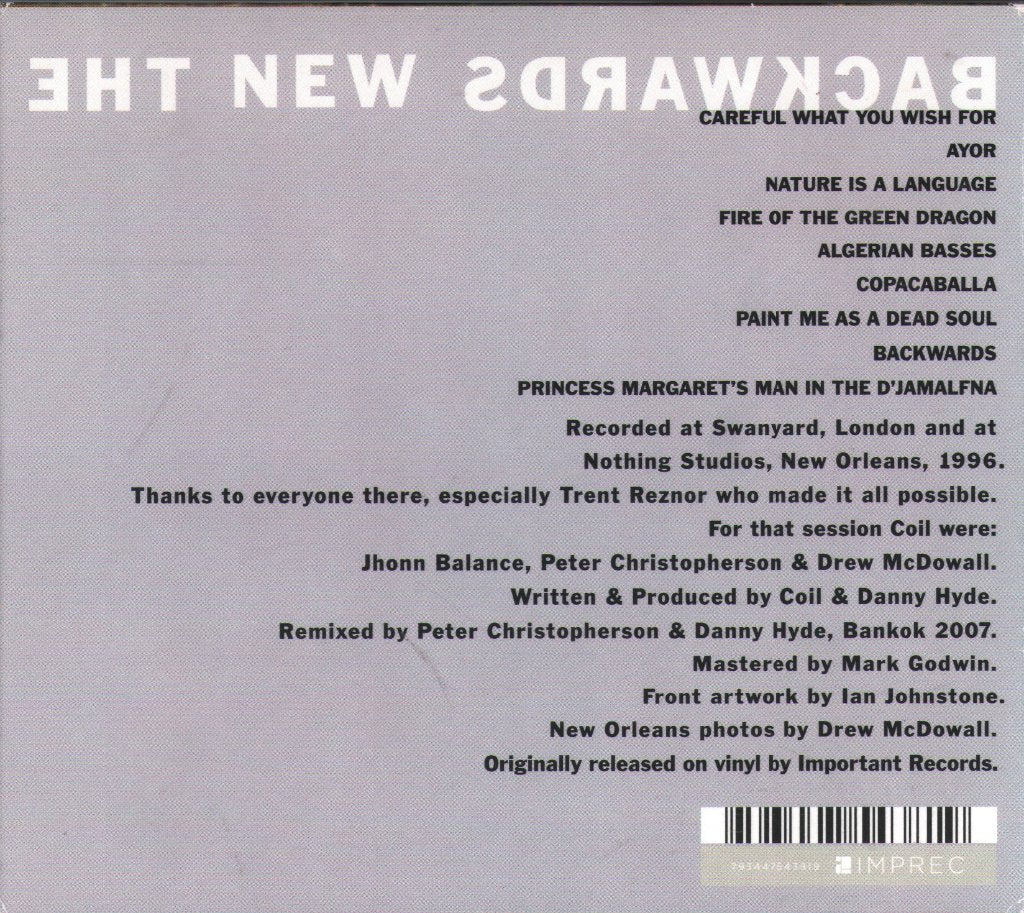 Coil - New Backwards - Cd