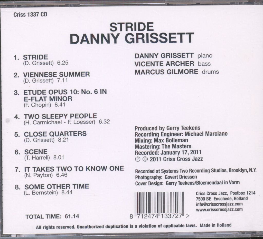 Danny Grissett - Stride - Cd