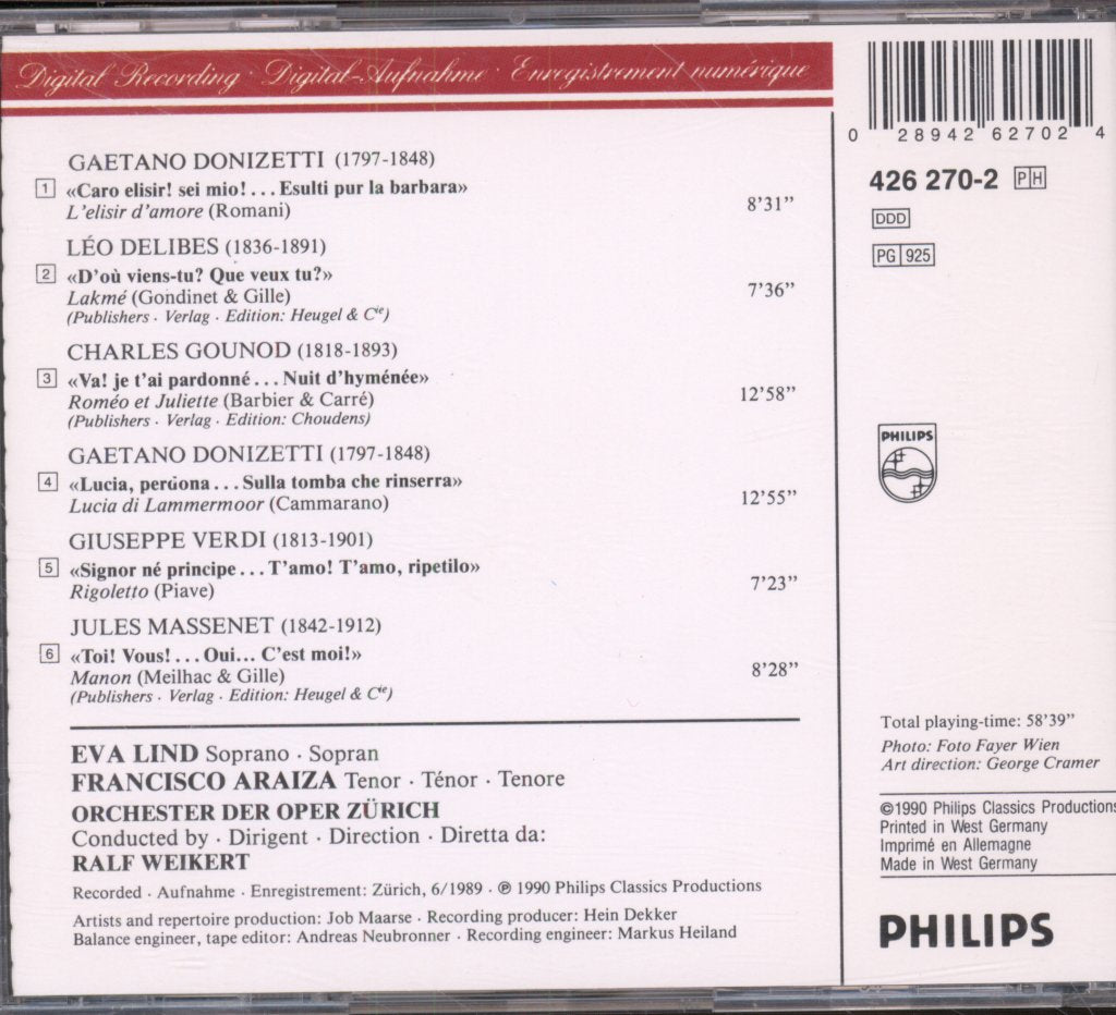 Eva Lind, Francisco Araiza - Opera Duets - Cd