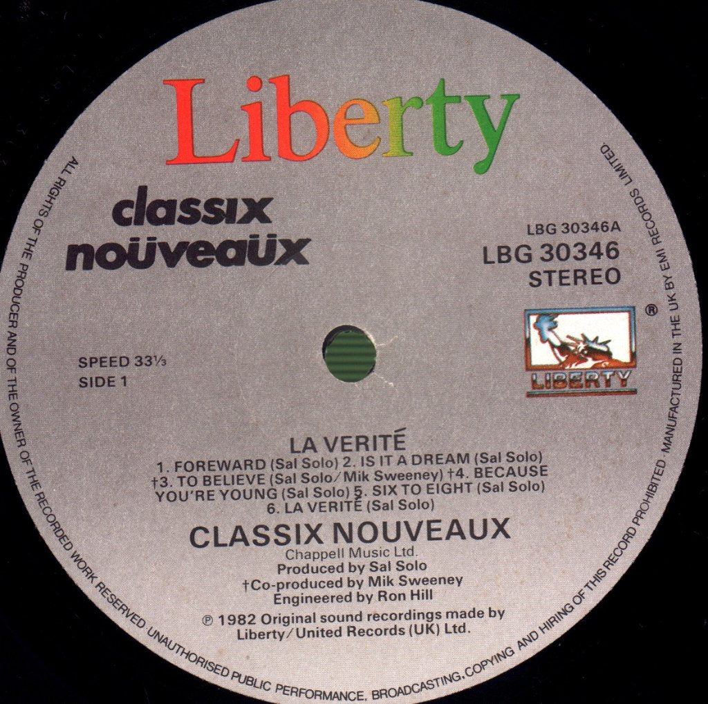 Classix Nouveaux - La Verite - Lp