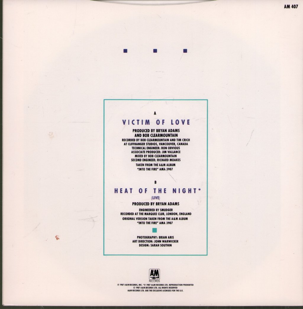 Bryan Adams - Victim Of Love - 7 Inch