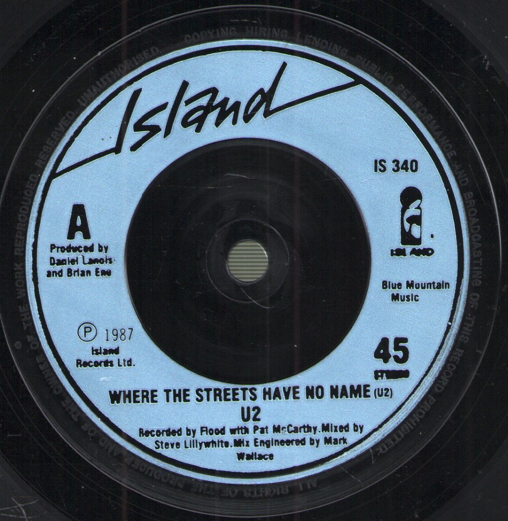 U2 - Where The Streets Have No Name - 7 Inch