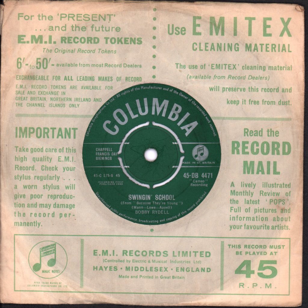 Bobby Rydell - Swingin' School - 7 Inch