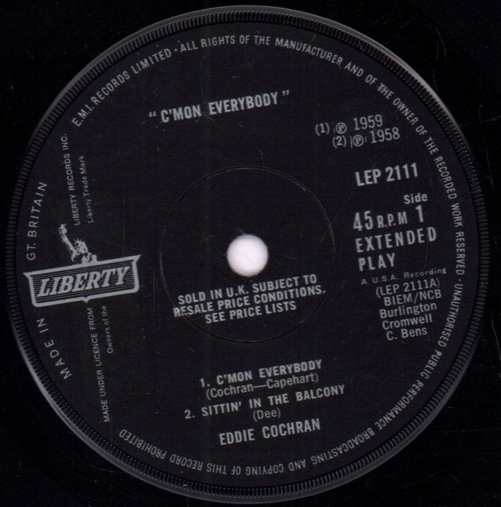 Eddie Cochran - C'mon Everybody - 7 Inch