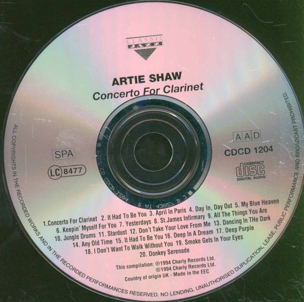 Artie Shaw - Concerto for Clarinet - Cd