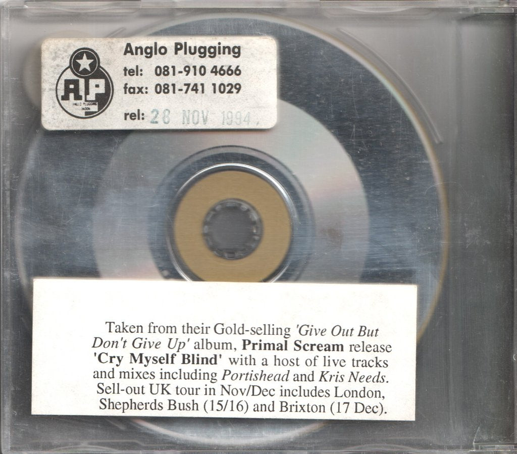 Primal Scream (Scottish Group) - Cry Myself Blind - Cd