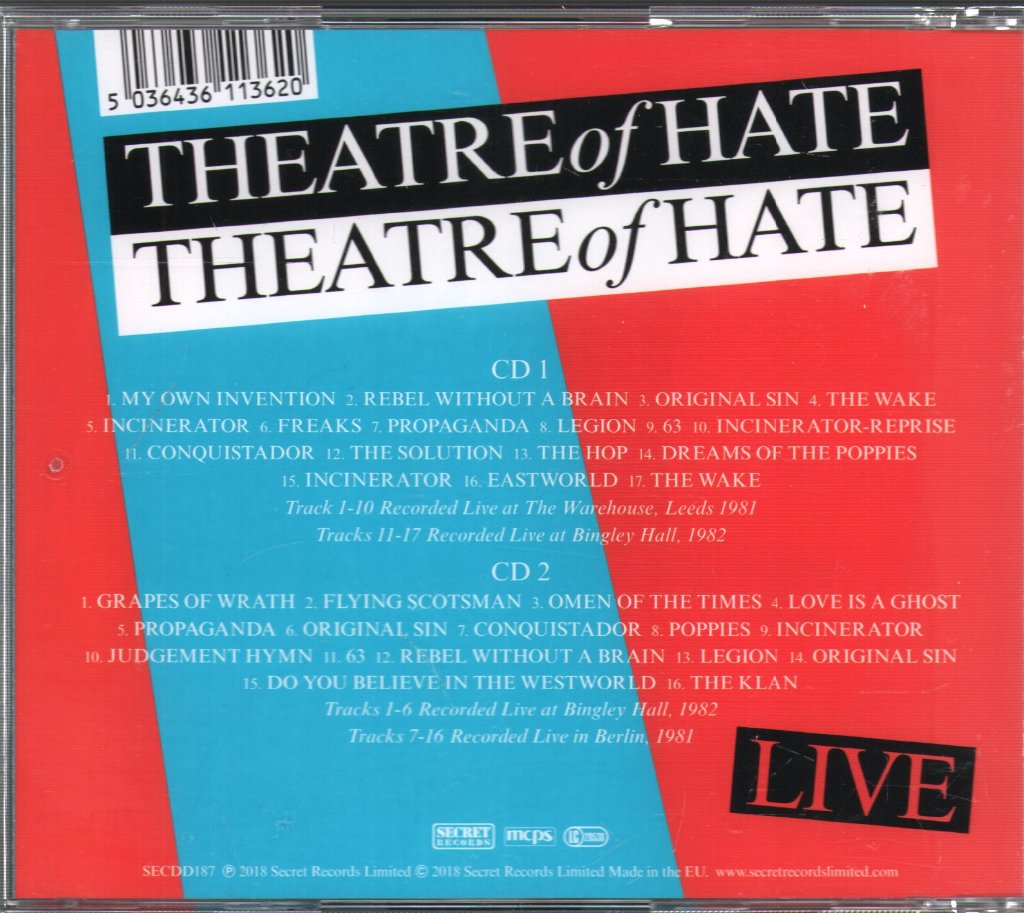 Theatre Of Hate - Live Theatre Of Hate - Double Cd