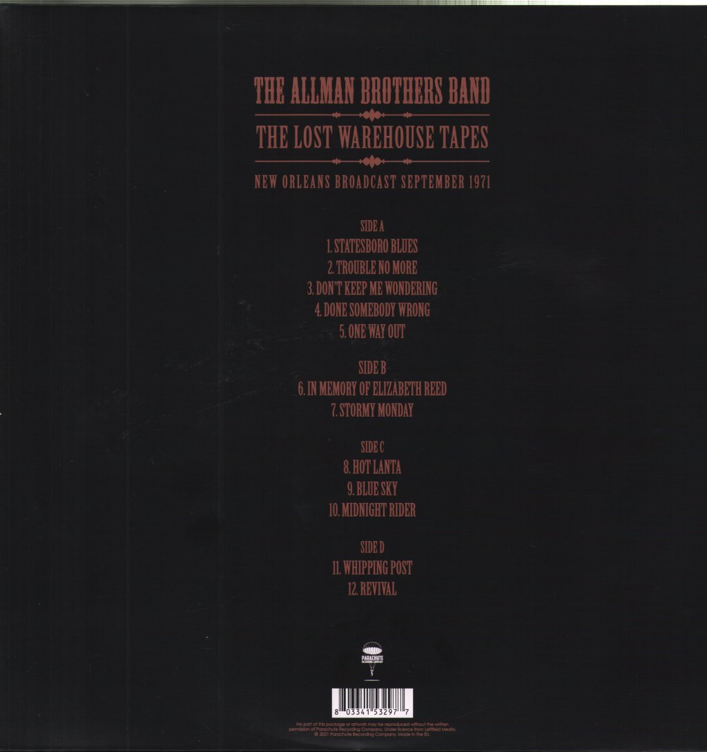 Allman Brothers Band - Lost Warehouse Tapes: New Orleans Broadcast September 1971 - Lp