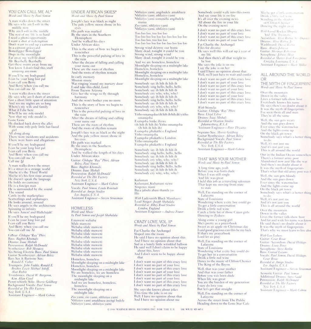 Paul Simon - Graceland - Lp