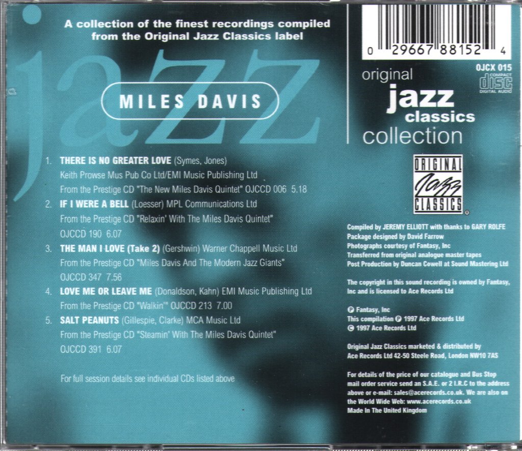 Miles Davis - Original Jazz Classics - Cd