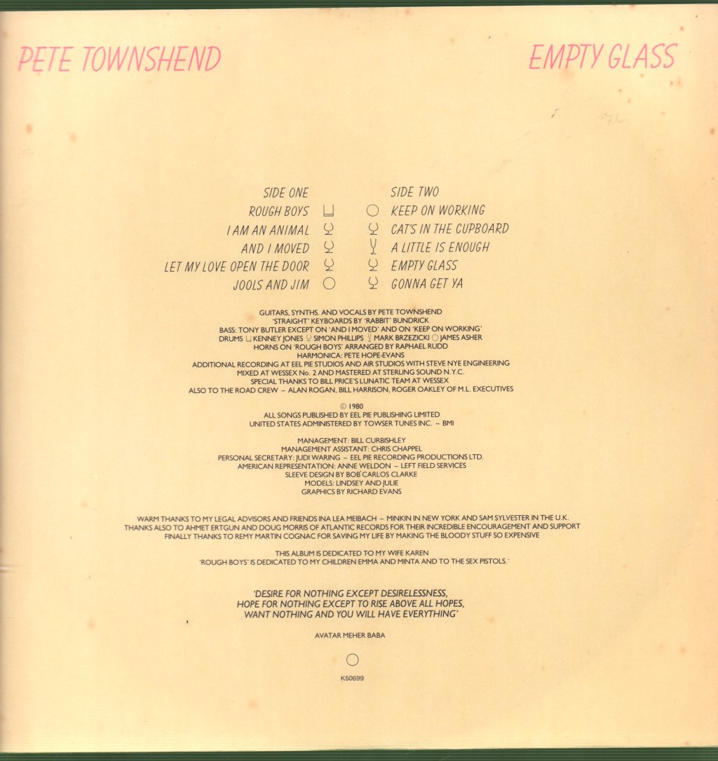 Pete Townshend - Empty Glass - Lp