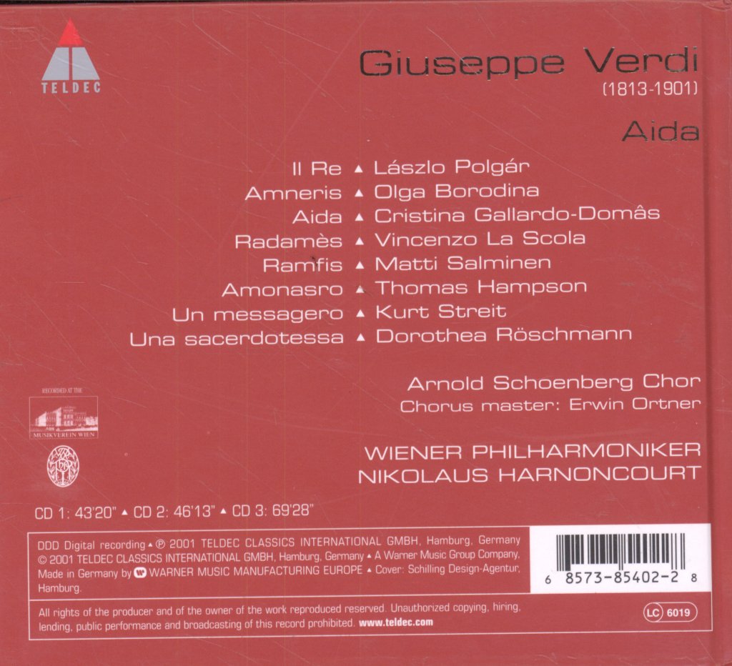 Wiener Philharmoniker, Nikolaus Harnoncourt - Verdi - Aida - Cd Set
