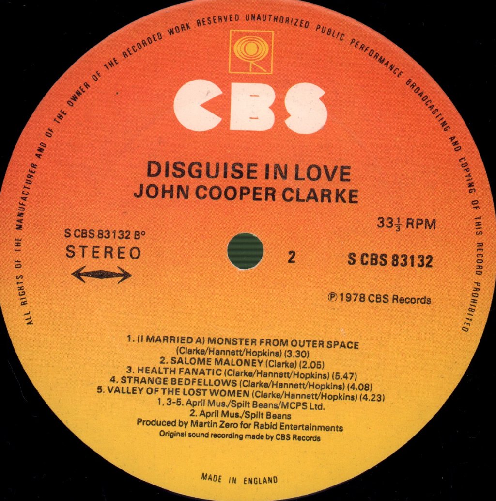 John Cooper Clarke - Disguise In Love - Lp