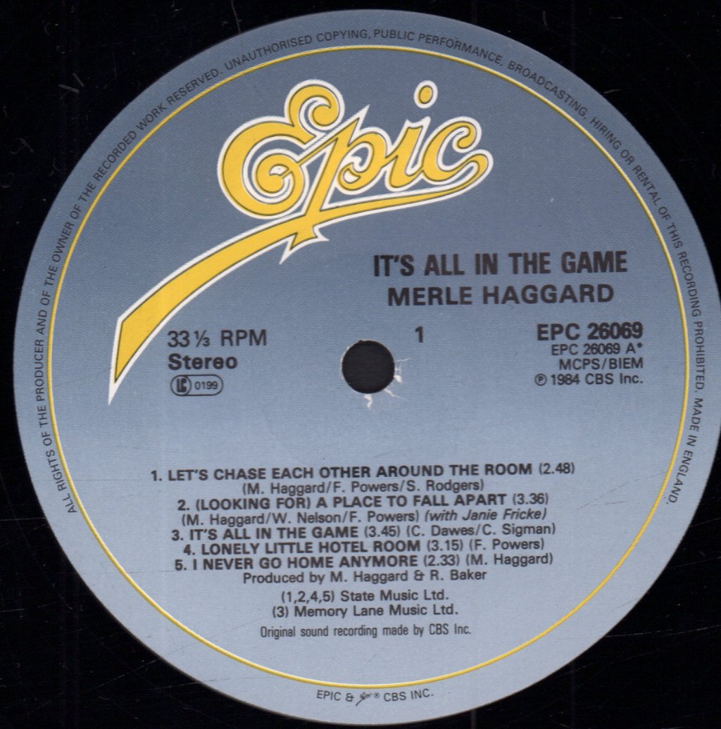 Merle Haggard - It's All In The Game - Lp