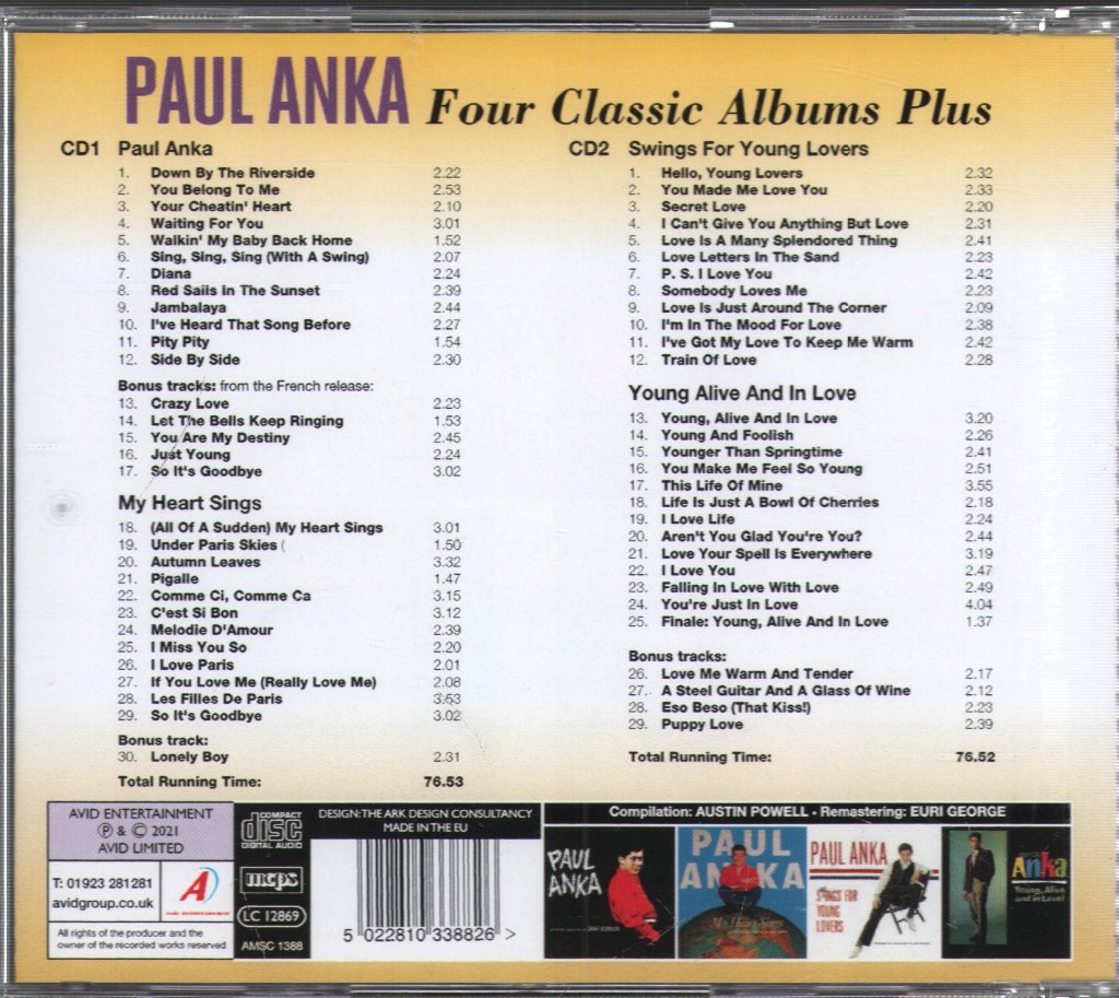 Paul Anka - Four Classic Albums Plus - Double Cd