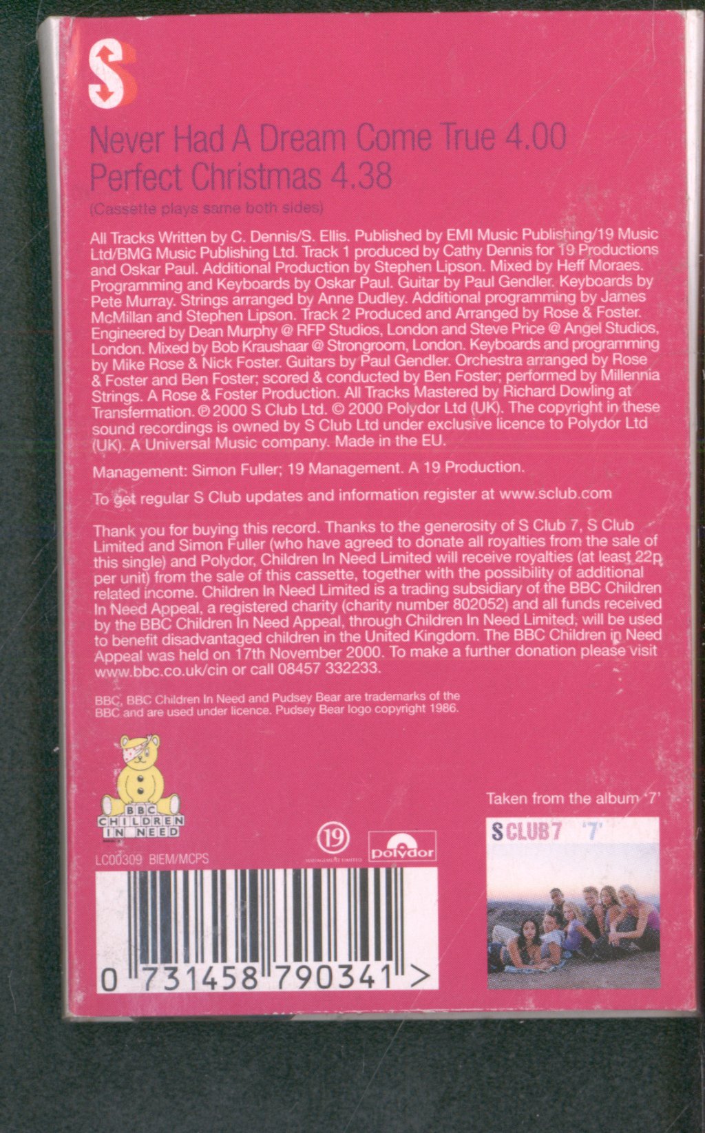 S Club 7 - Never Had A Dream Come True - Cassette
