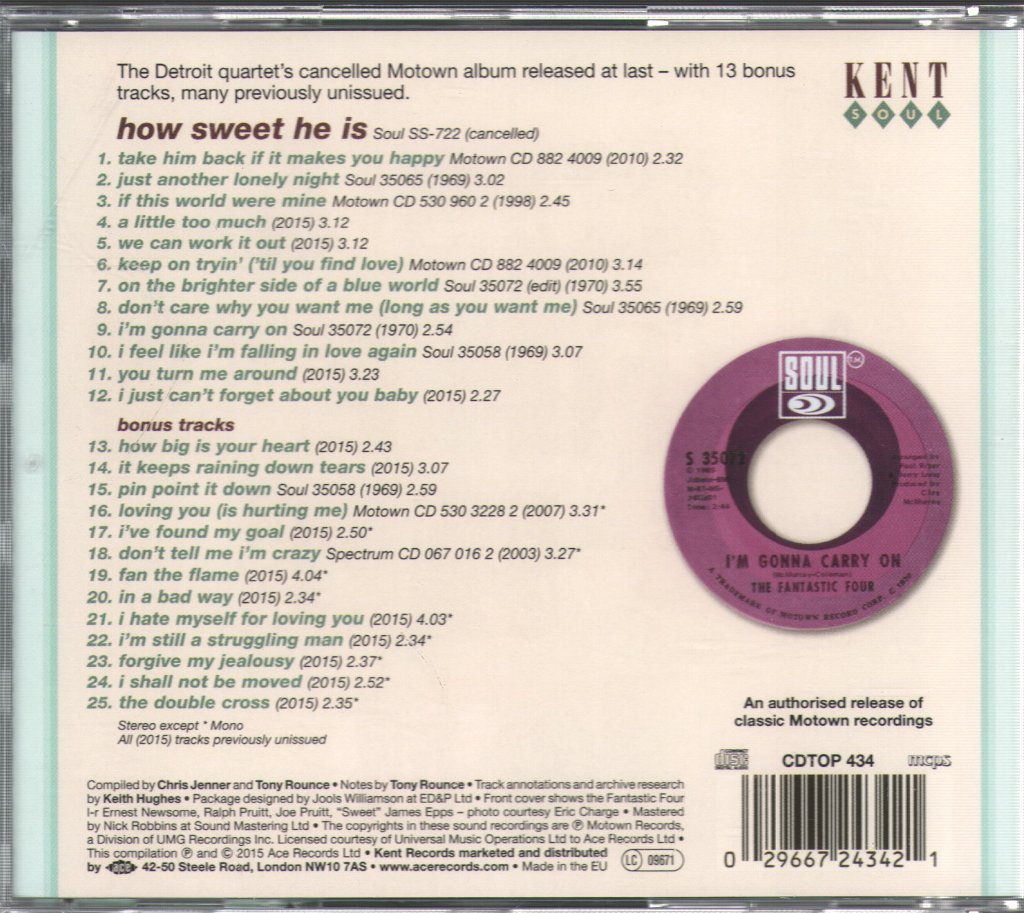 Fantastic Four - Lost Motown Album - Cd