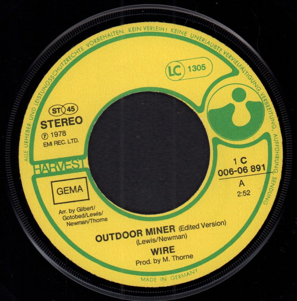 Wire (New Wave Group) - Outdoor Miner - 7 Inch