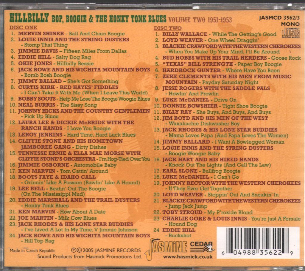 Various Artists - Hillbilly Bop, Boogie & The Honky Tonk Blues Volume Two 1951-1953 - Double Cd