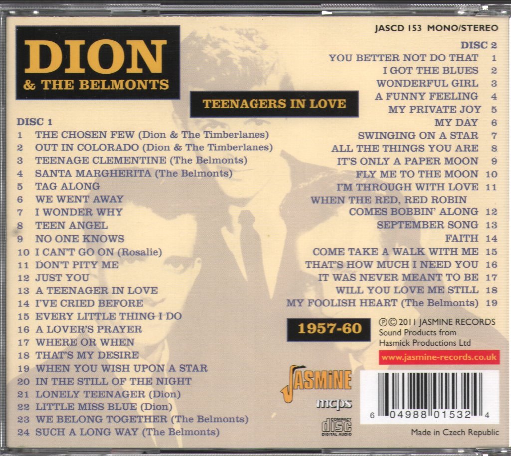 Dion & The Belmonts - Teenagers In Love, 1957-1960 - Double Cd