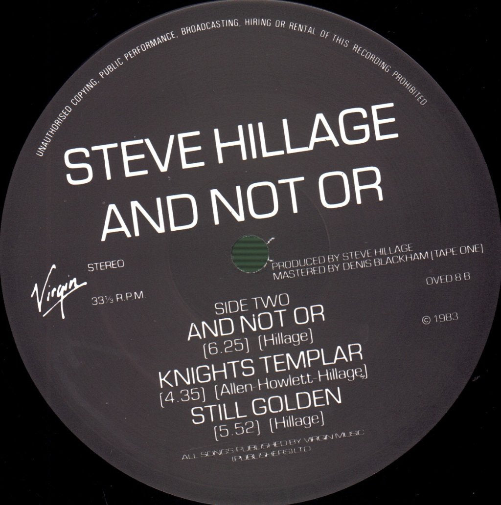 Steve Hillage - And Not Or - Lp