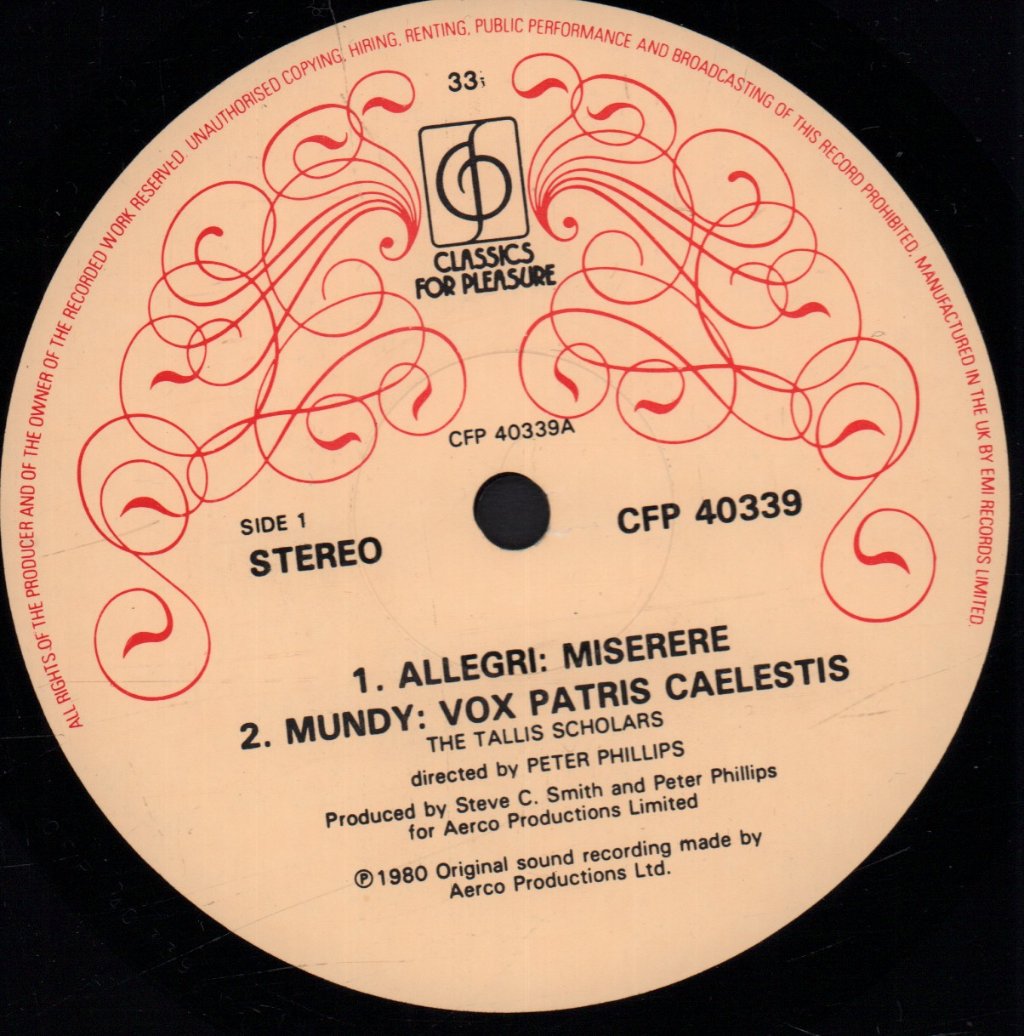 Tallis Scholars / Peter Phillips - Allegri - Miserere / Palestrina - Missa Papae Marcelli - Lp