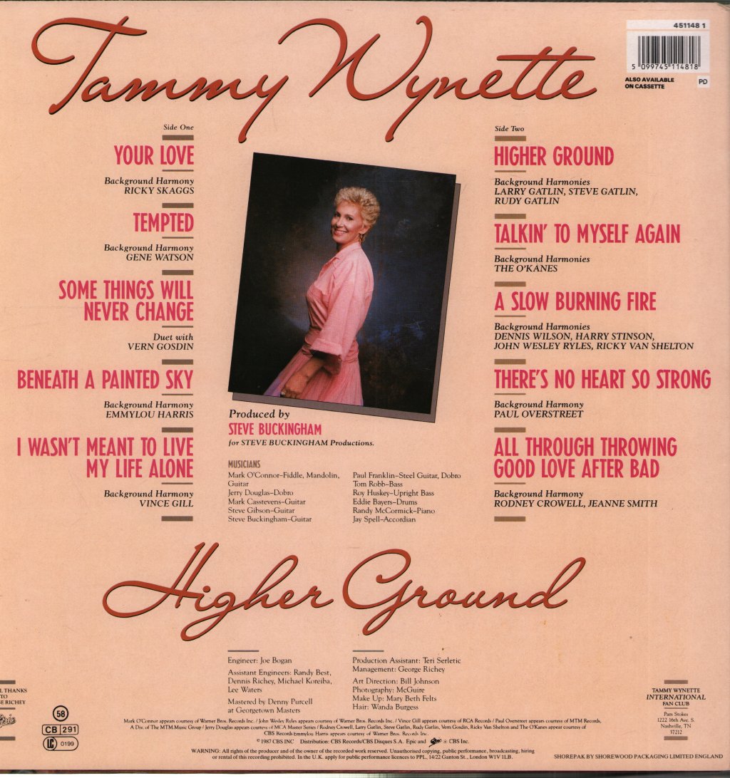 Tammy Wynette - Higher Ground - Lp