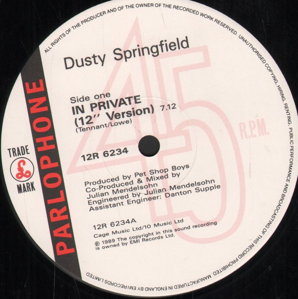 Dusty Springfield - In Private - 12 Inch