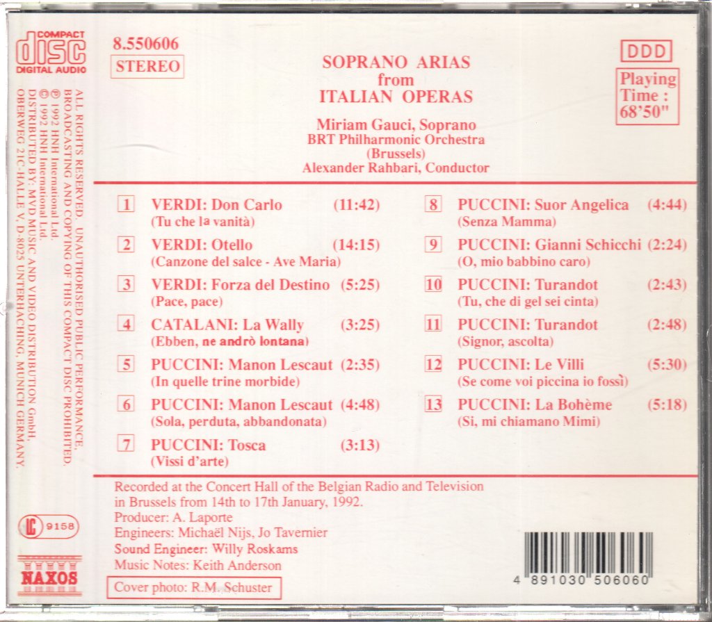 Miriam Gauci, BRT Philharmonic Orchestra - Soprano Arias From Italian Operas - Cd