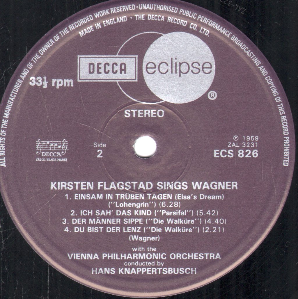 Kirsten Flagstad / Hans Knappertsbusch / Vienna Philharmonic - Kirsten Flagstad Sings Wagner - Lp