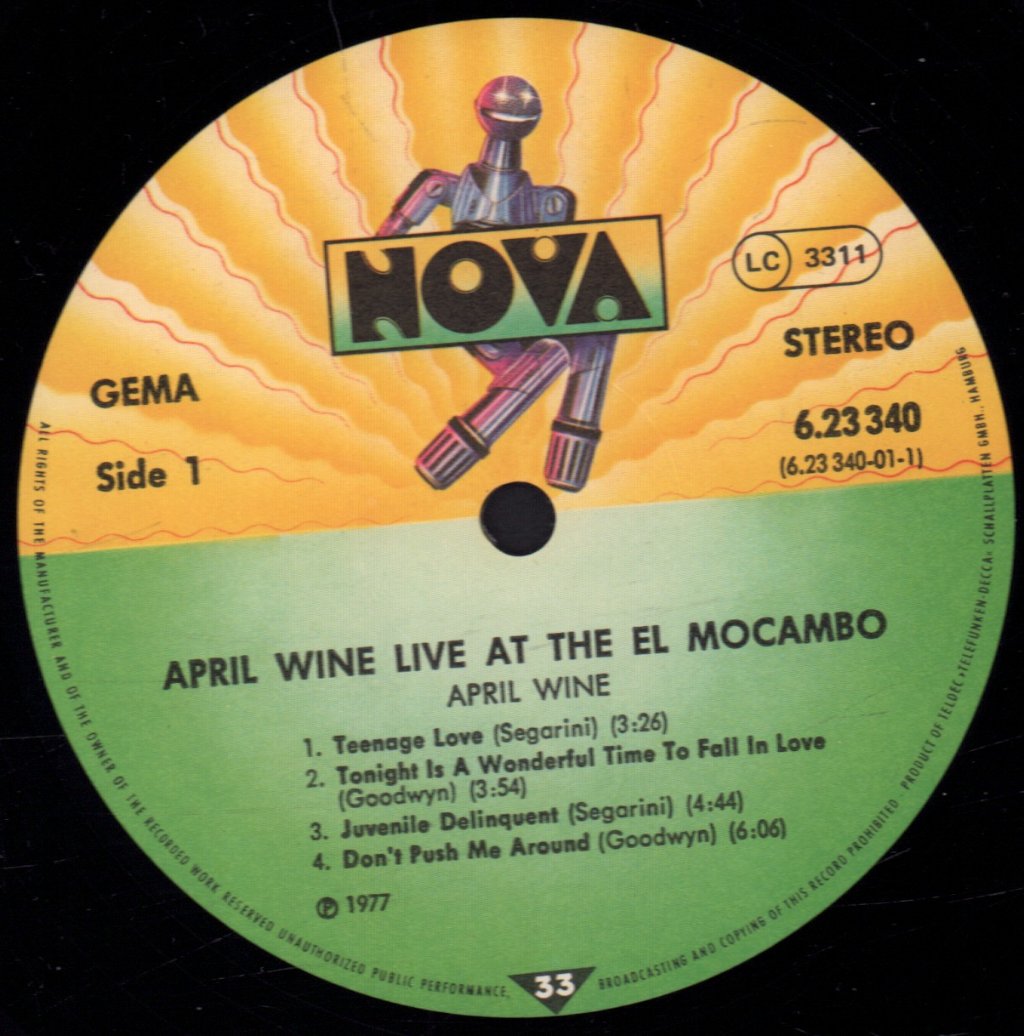 April Wine - Live At The El Mocambo - Lp