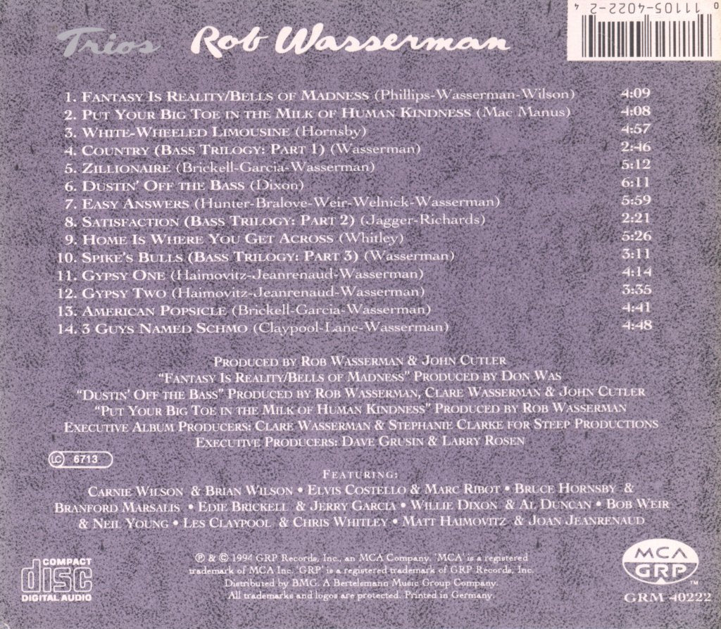Rob Wasserman - Trios - Cd