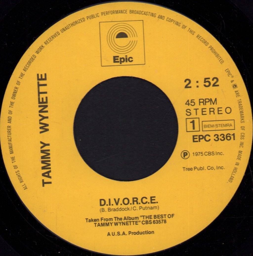 Tammy Wynette - D.I.V.O.R.C.E - 7 Inch