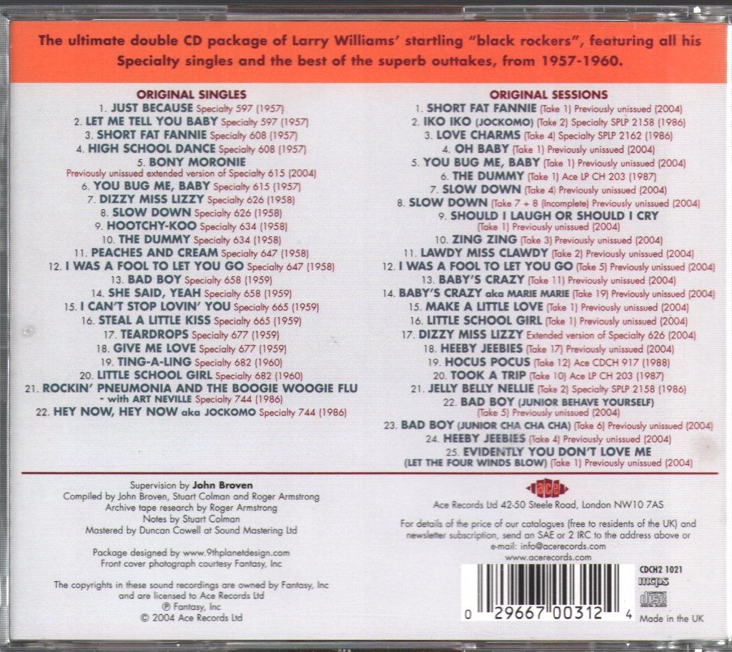 Larry Williams - At His Finest: The Specialty Rock 'N' Roll Years - Double Cd