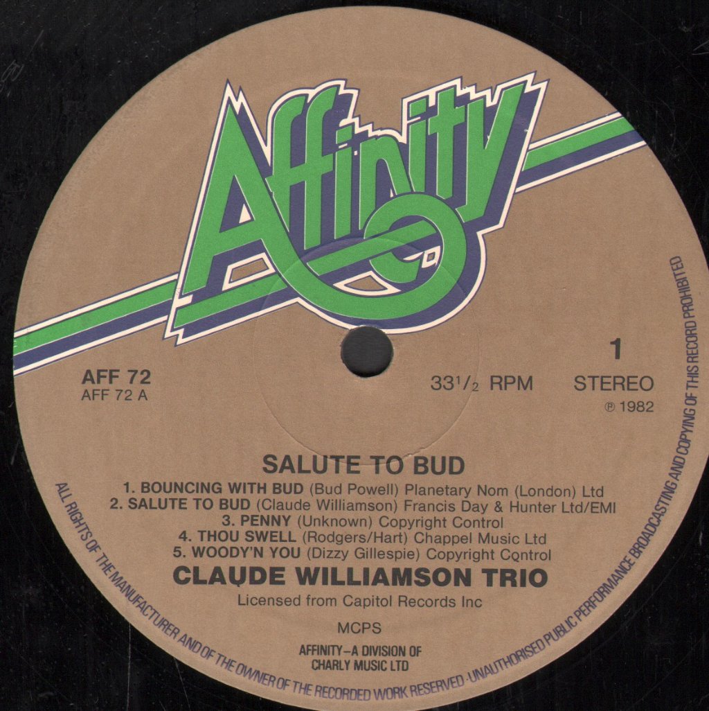 Claude Williamson Trio - Salute To Bud - Lp
