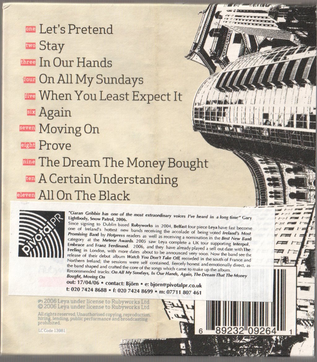 Leya - Watch You Don't Take Off - Cd