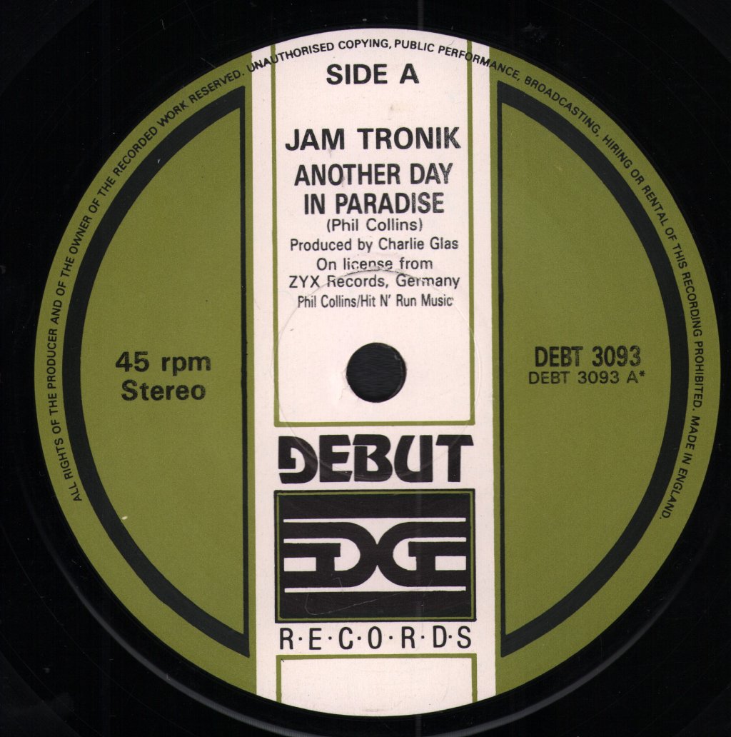 Jam Tronik - Another Day In Paradise - 7 Inch